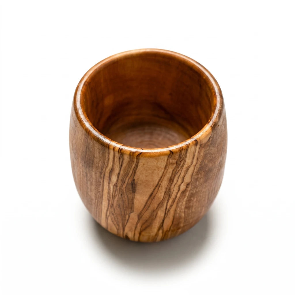 Gobelet en Bois d’Olivier – Tasse Artisanale en Bois Naturel, Verre Rustique