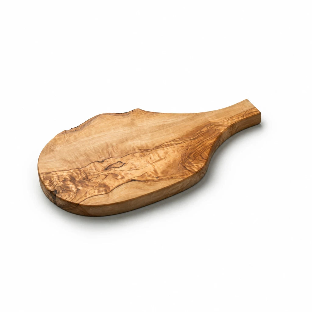 Planche de Service en Bois d’Olivier – Plateau Artisanal à Bord Naturel avec Poignée