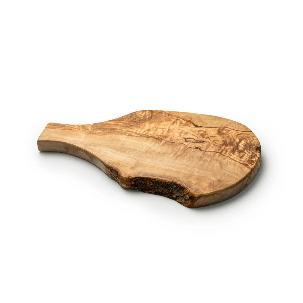 Planche de Service en Bois d’Olivier – Plateau Artisanal à Bord Naturel avec Poignée