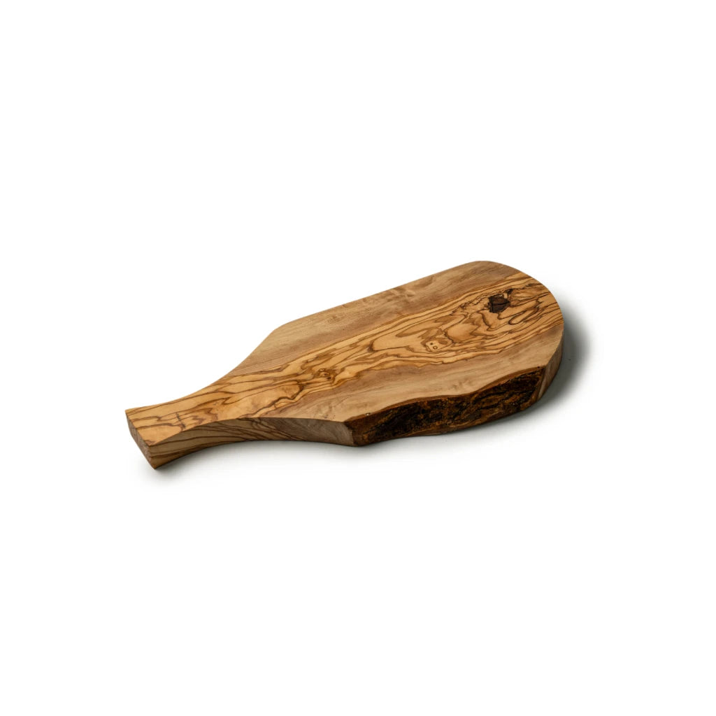 Planche de Service en Bois d’Olivier – Plateau Artisanal à Bord Naturel avec Poignée