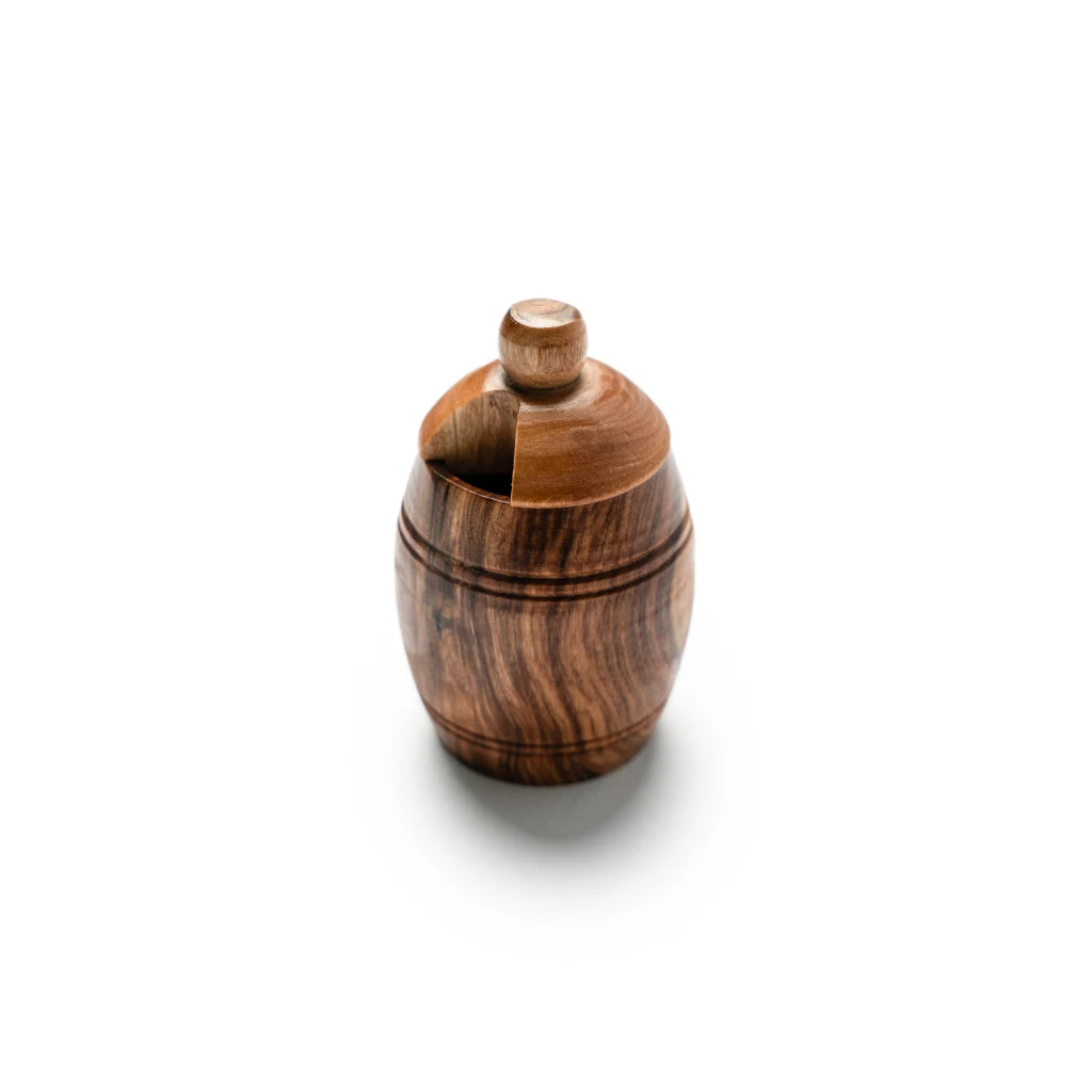 Pot en Bois d’Olivier avec Couvercle – Boîte Artisanale de Conservation en Bois Naturel