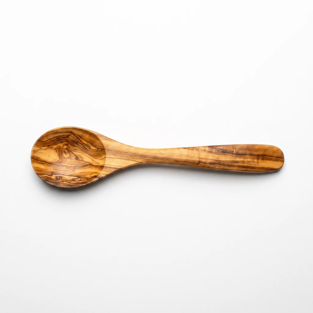 Cuillère de Service en Bois d’Olivier – Grande Cuillère Artisanale à Long Manche