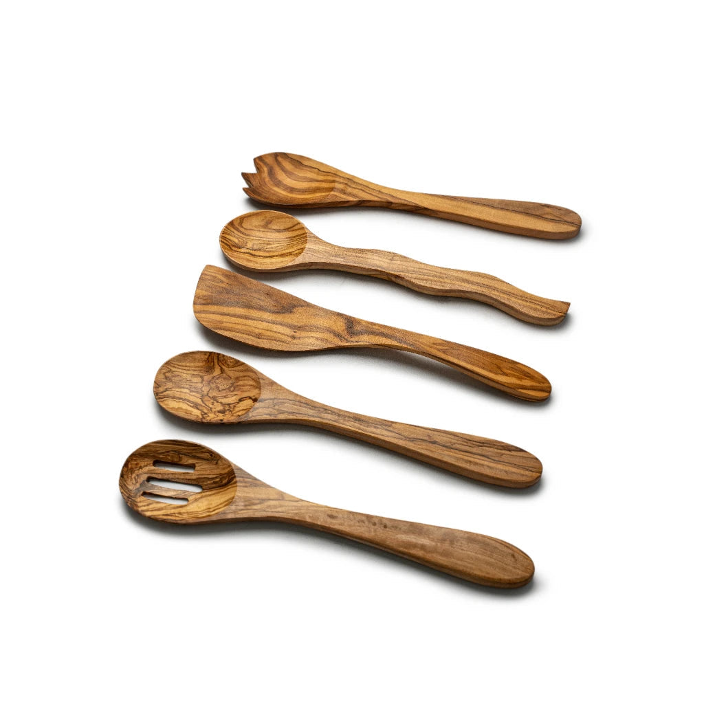 Set de 5 ustensiles en bois d'olivier