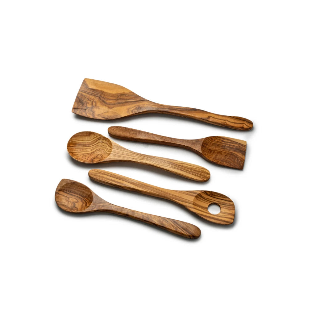 Set de 5 spatules et cuillères en bois d'olivier