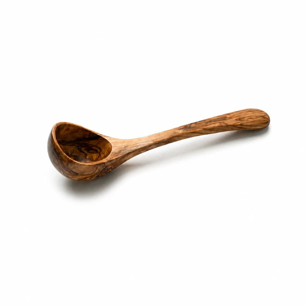 Louche en Bois d’Olivier – Cuillère de Service Artisanale à Long Manche