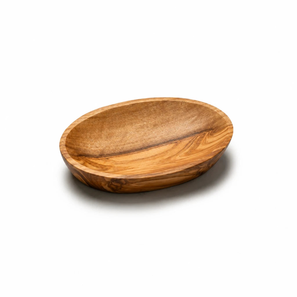 Assiette Ovale en Bois d’Olivier – Assiette Artisanale en Bois Naturel