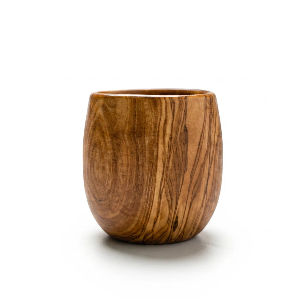 Gobelet en Bois d’Olivier – Tasse Artisanale en Bois Naturel, Verre Rustique