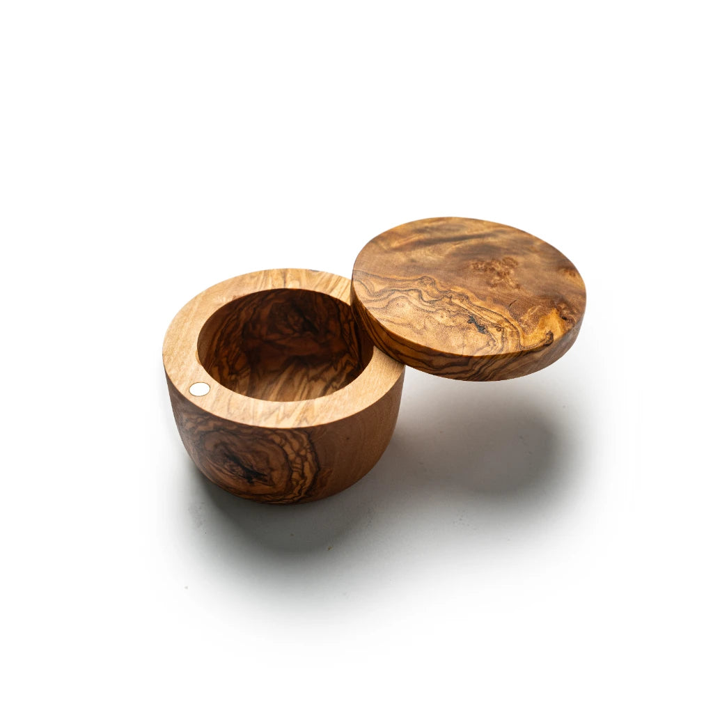 Boîte en Bois d’Olivier avec Couvercle – Pot Artisanal de Rangement en Bois Naturel