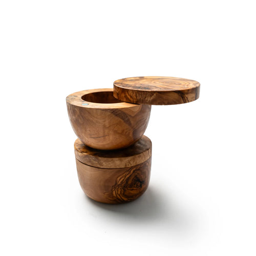 Boîte en Bois d’Olivier avec Couvercle – Pot Artisanal de Rangement en Bois Naturel