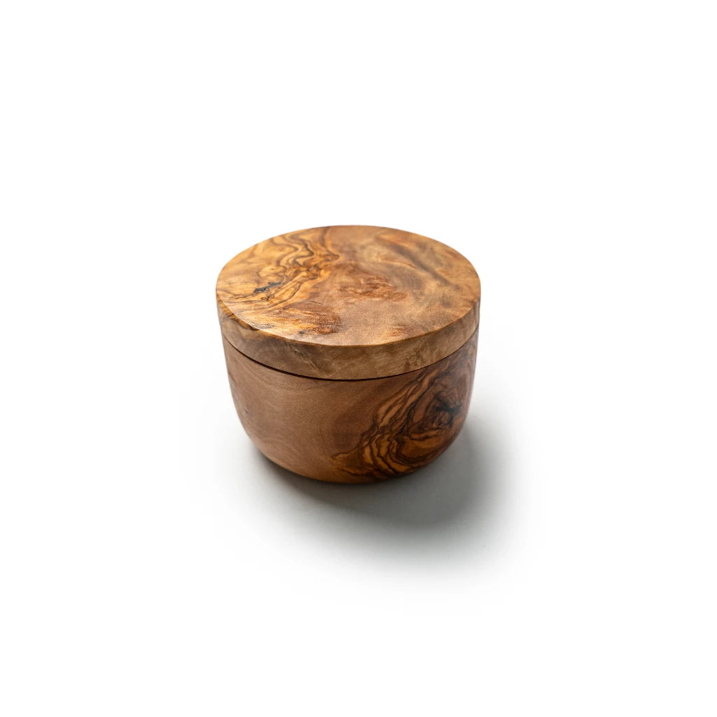 Boîte en Bois d’Olivier avec Couvercle – Pot Artisanal de Rangement en Bois Naturel
