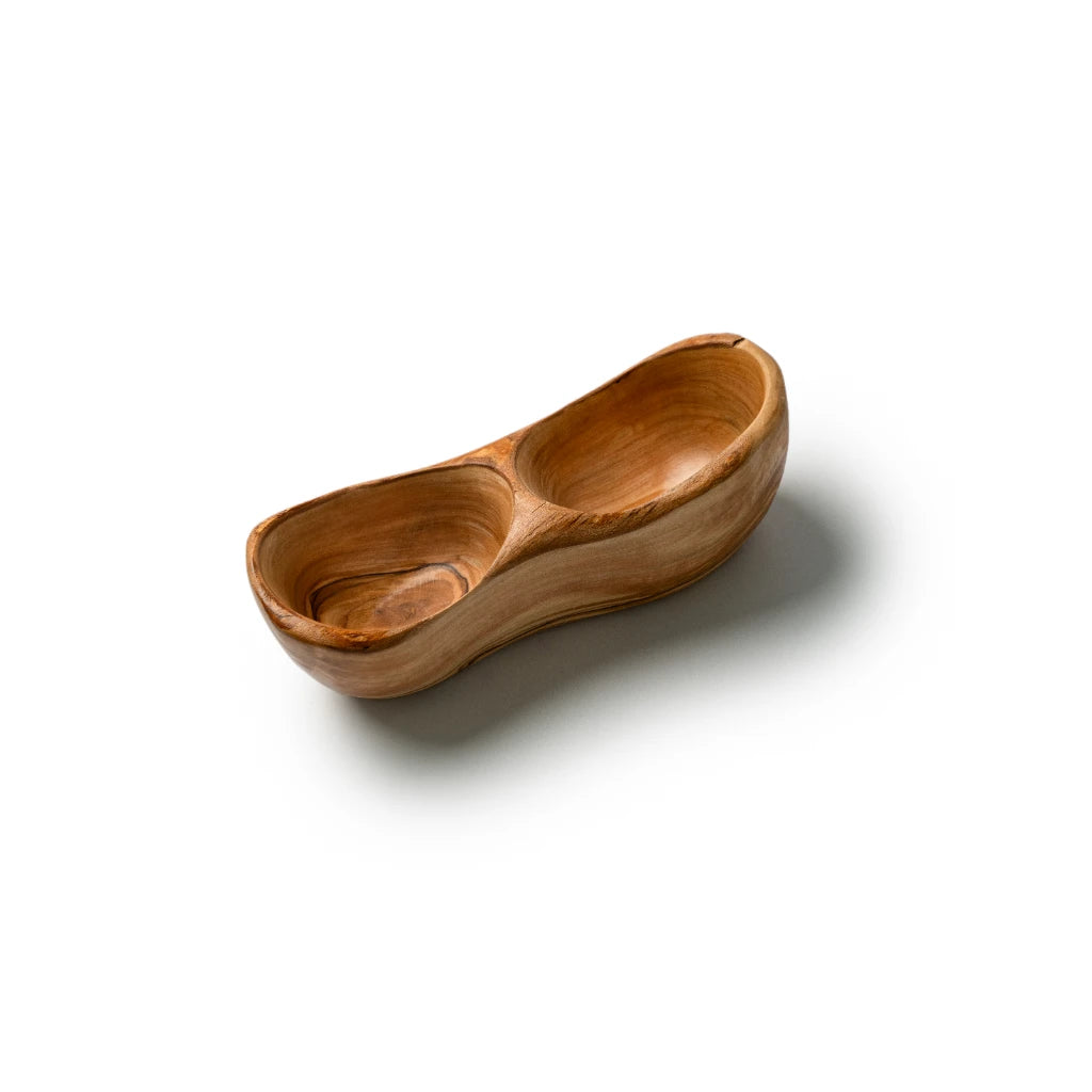 Plateau Compartimenté en Bois d’Olivier – Coupelle de Service Artisanale