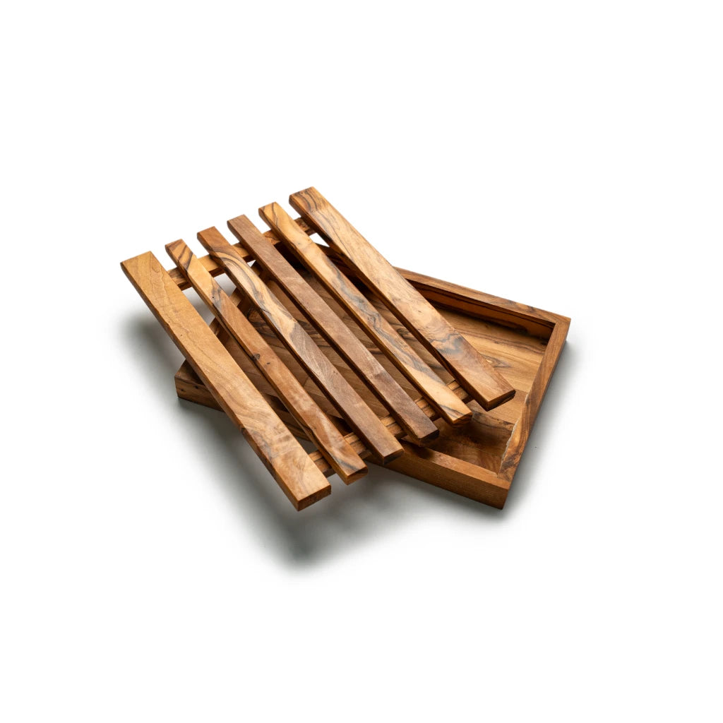 Planche à Découper le Pain en Bois d’Olivier – Planche à Pain Artisanale avec Grille à Lattes