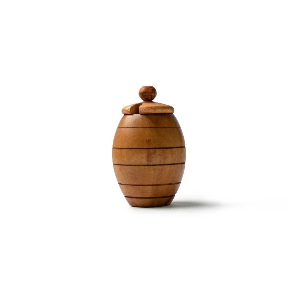 Pot en Bois d’Olivier avec Couvercle – Boîte Artisanale de Conservation en Bois Naturel