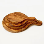 Planche de présentation ronde avec poignée en bois d’olivier